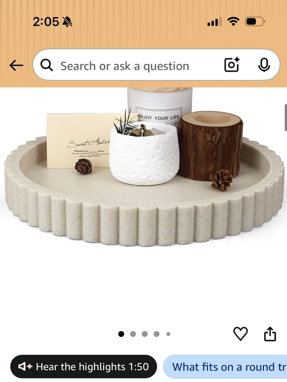 Resin Scalloped Table Tray